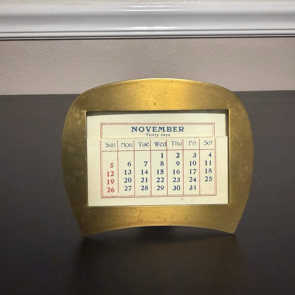 Vintage Perpetual Calendar For Desk MCM Mid Century‎ Sleek Study Library